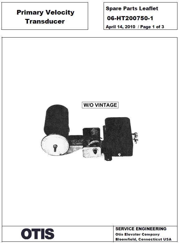 SPL 06-HT200750-1 Primary Velocity Transducer