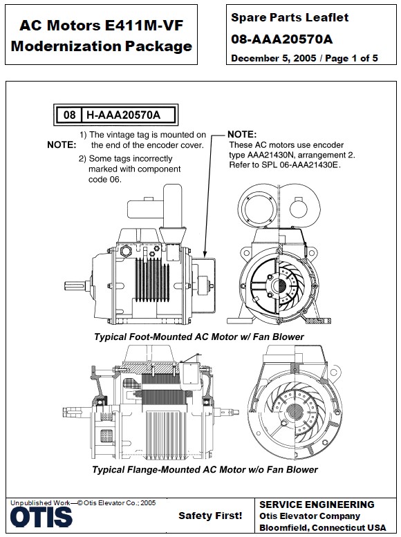SPL 08-AAA20570A AC Motors E411M-VF Modernization Package