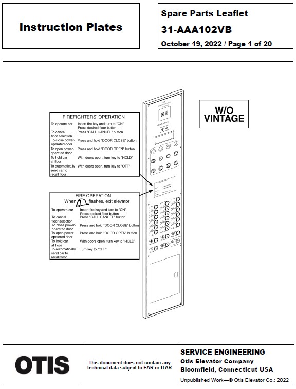SPL 31-AAA102VB Instruction Plates