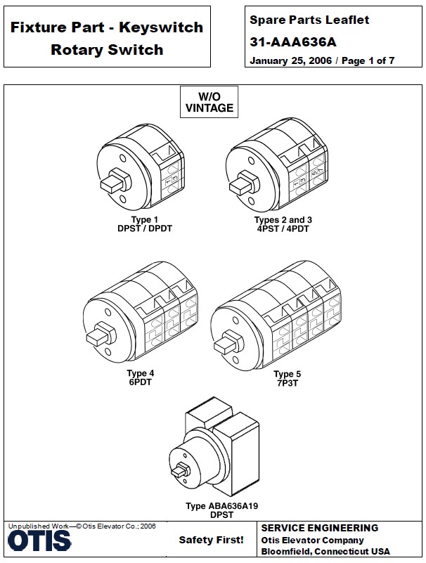SPL 31-AAA636A Fixture Part: Keyswitch Rotary Switch