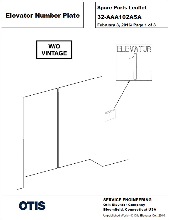 SPL 32-AAA102ASA Elevator Number Plate