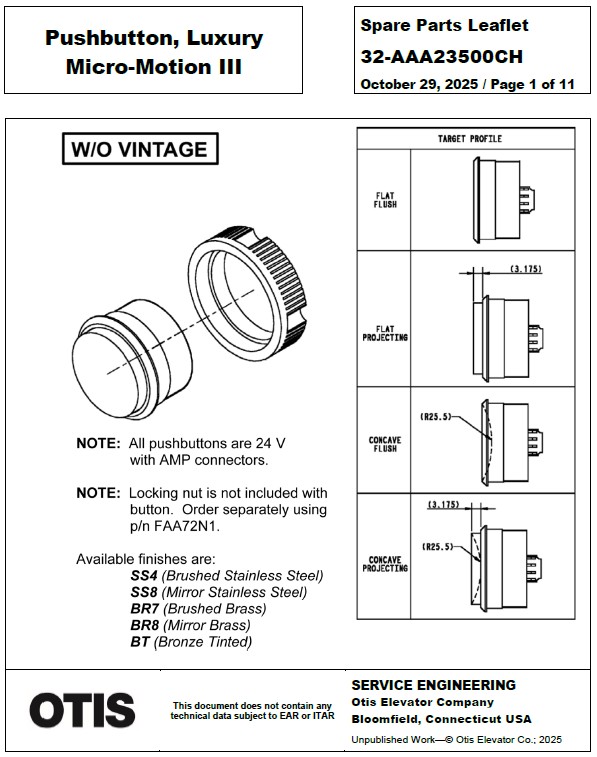 SPL 32-AAA23500CH Pushbutton, Luxury Micro-Motion III
