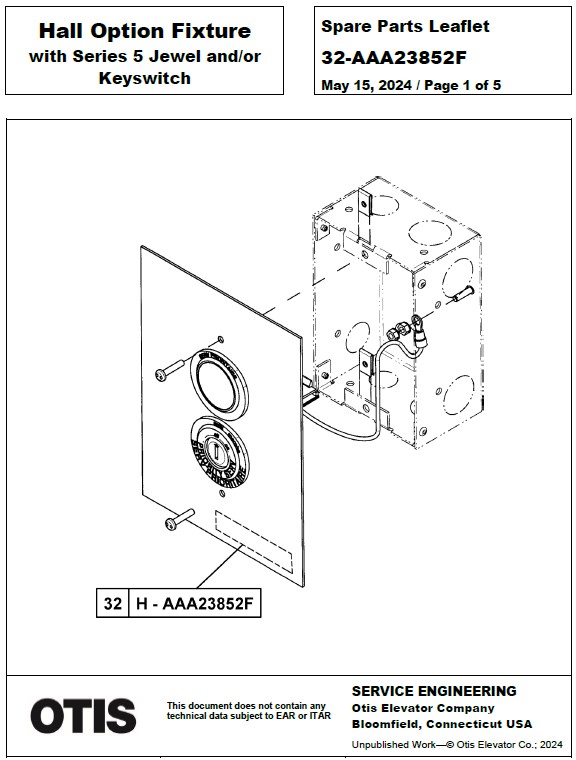 SPL 32-AAA23852F Hall Option Fixture with Series 5 Jewel and/or Keyswitch