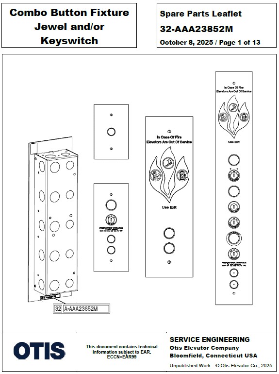 SPL 32-AAA23852M Combo Button Fixture Jewel and/or Keyswitch