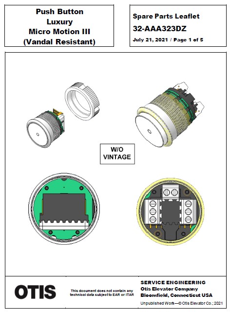 SPL 32-AAA323DZ Push Button Luxury Micro Motion III Vandal Resistant