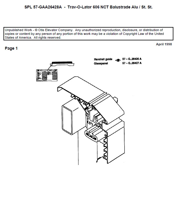 SPL 57-GAA26428A Trav-O-Lator 606 NCT; Balustrade ALU / ST.ST.