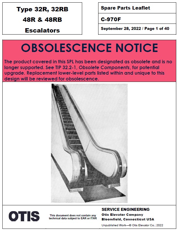 SPL C-970F (OBSOLETE) Type 32R, 32RB, 48R & 48RB Escalators